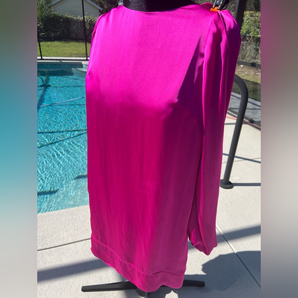 Vibrant Pink Long Sleeve silky dress